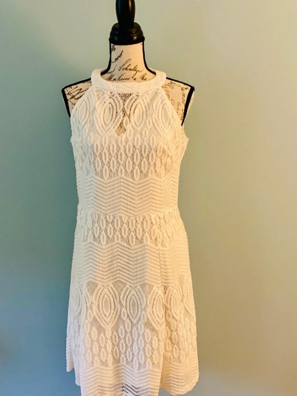 White Lace Halter Dress